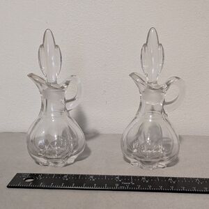 Glass Perfume Bottle Cruet W/ Stopper 5.5 Inches Set Of 2